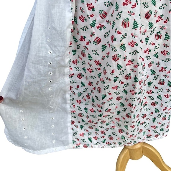 Vintage Handmade Santa Appliqué Bib Apron Christmas Holiday Lace Accents - Picture 10 of 16